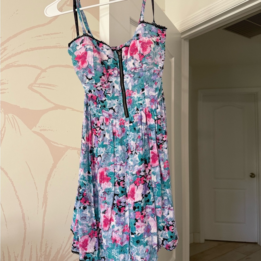 Material Girl Floral Mini Dress - Pink and Blue